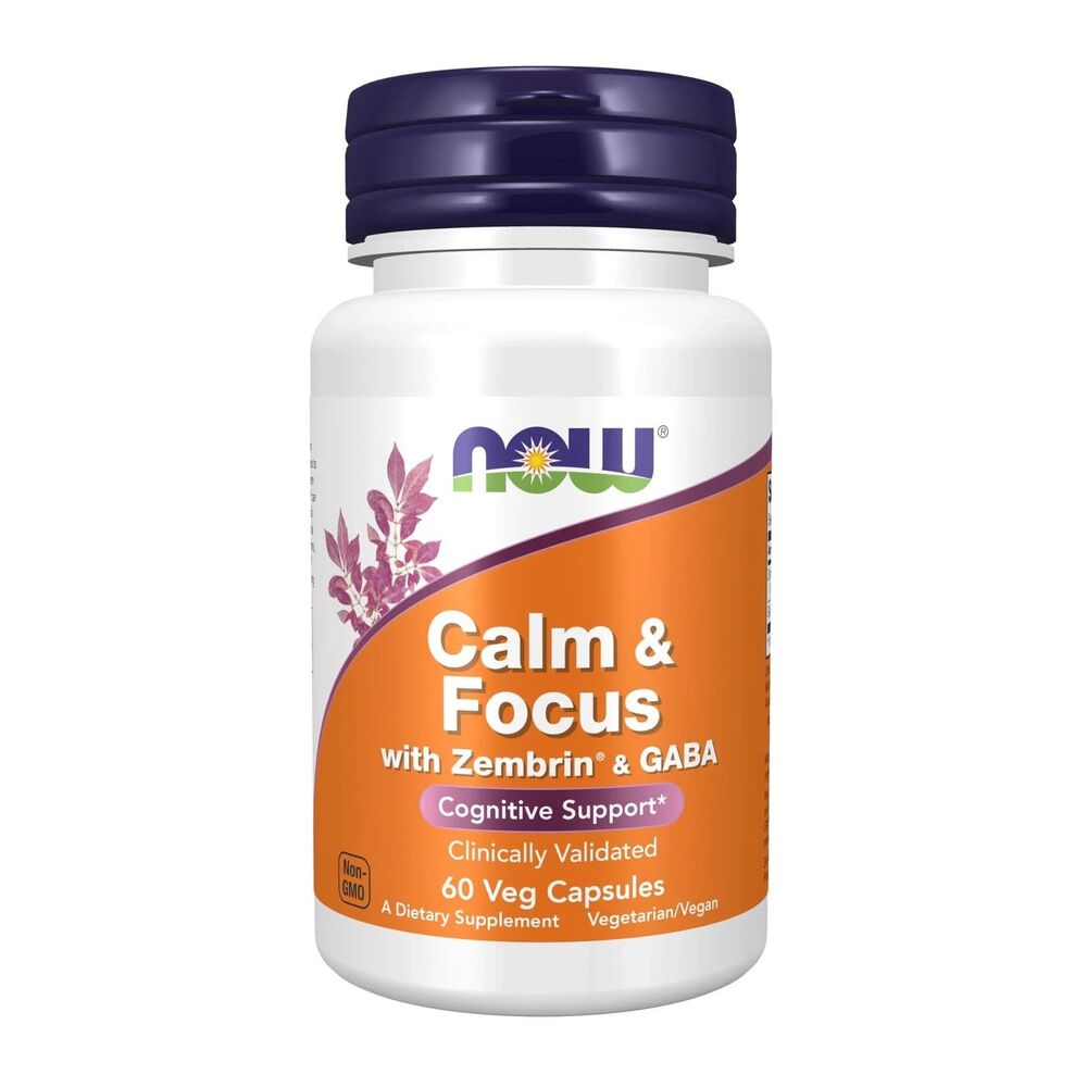 NOW FOODS Calm  Focus with Zembrin  GABA - 60 Veg Capsules, Cognitive Support